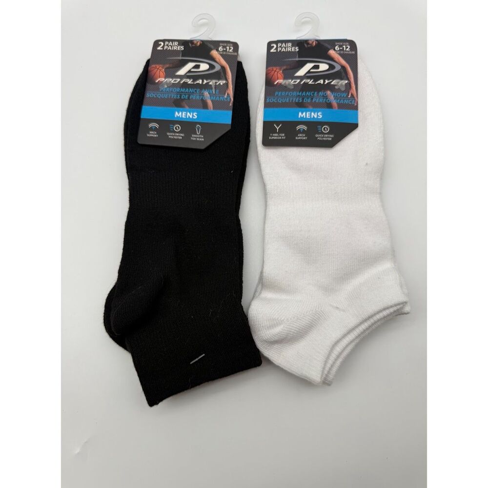 Pro Player performance, no show socks with arch support shoe sizes 6-12 4 pack